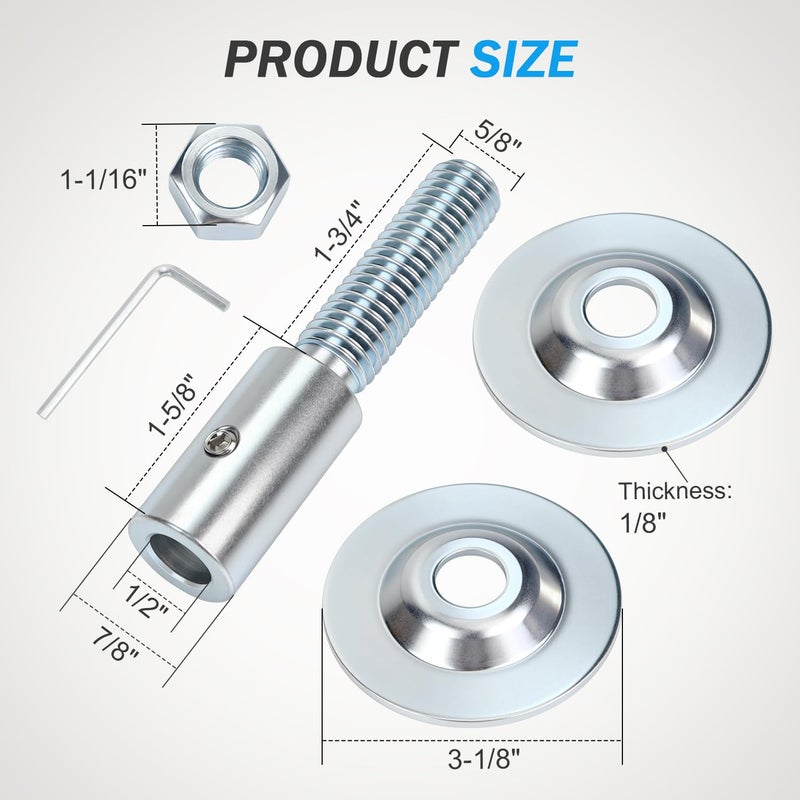 BLSGBUIDING 1/2" Fixed Bore Shaft Arbor Extension - Thicker Version No Wobble for Buffing Grinding Wheels/For Bench Grinder - Right 1 Pack (Steel) - Image 2