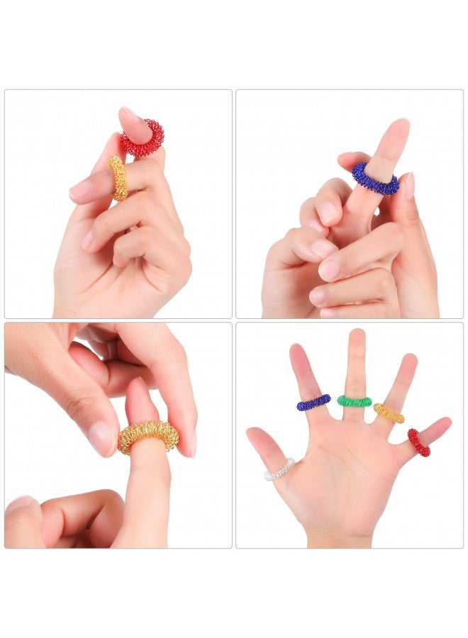 Blulu 30 Pieces Acupressure Rings Spiky Sensory Rings for Fingers Stress Relief Fidget Sensory Massager for Teens Adults  - Image 4