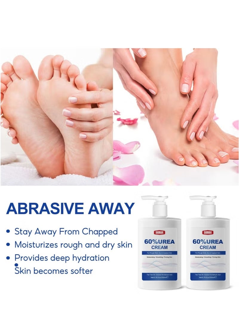 SUMAX 60% Urea Cream, Cracked Heel Repair for Feet and Hands, Dry Skin Relief with Maximum Strength Foot Cream, Urea Treatment for Feet and Body Care, 200ml - Image 2