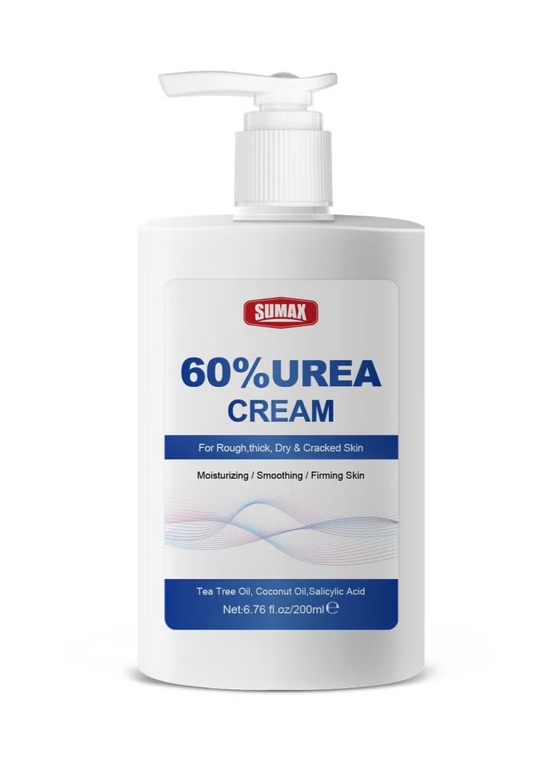 SUMAX 60% Urea Cream, Cracked Heel Repair for Feet and Hands, Dry Skin Relief with Maximum Strength Foot Cream, Urea Treatment for Feet and Body Care, 200ml - Image 1