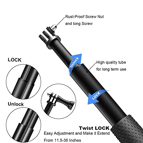 VIBLITZ® 19 Inch Extendable Hand Grip Waterproof Monopod Selfie Stick for Action Cameras Compatible with GoPro Hero 9/8/7/6/5, SJCAM, Eken, Yi - Image 4