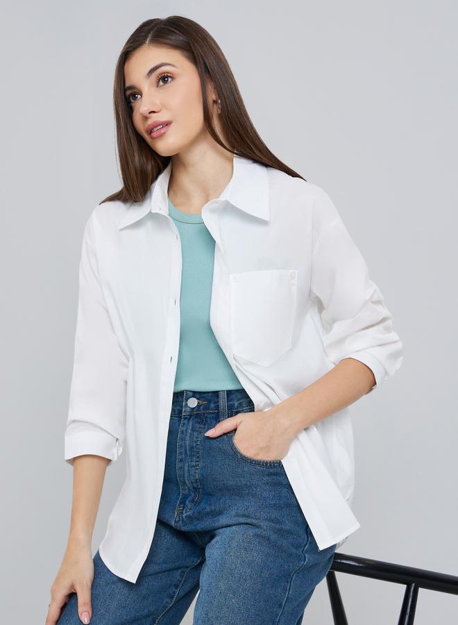 Styli Women White Oversized Buttoned Shirt - Image 5