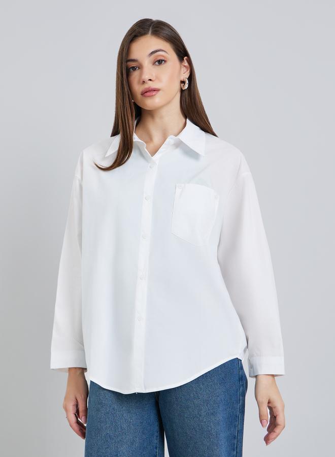 Styli Women White Oversized Buttoned Shirt - Image 1