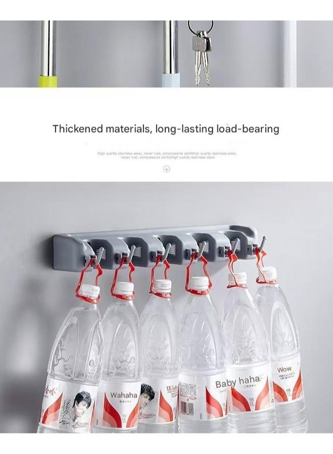 Multifunctional Magic Plastic Mop Holder With Clamp - on Hooks, Draining and Storage Rack for Mops and Brooms - Image 4