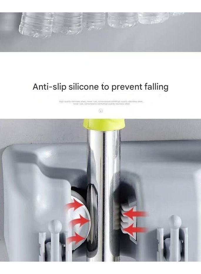 Multifunctional Magic Plastic Mop Holder With Clamp - on Hooks, Draining and Storage Rack for Mops and Brooms - Image 5