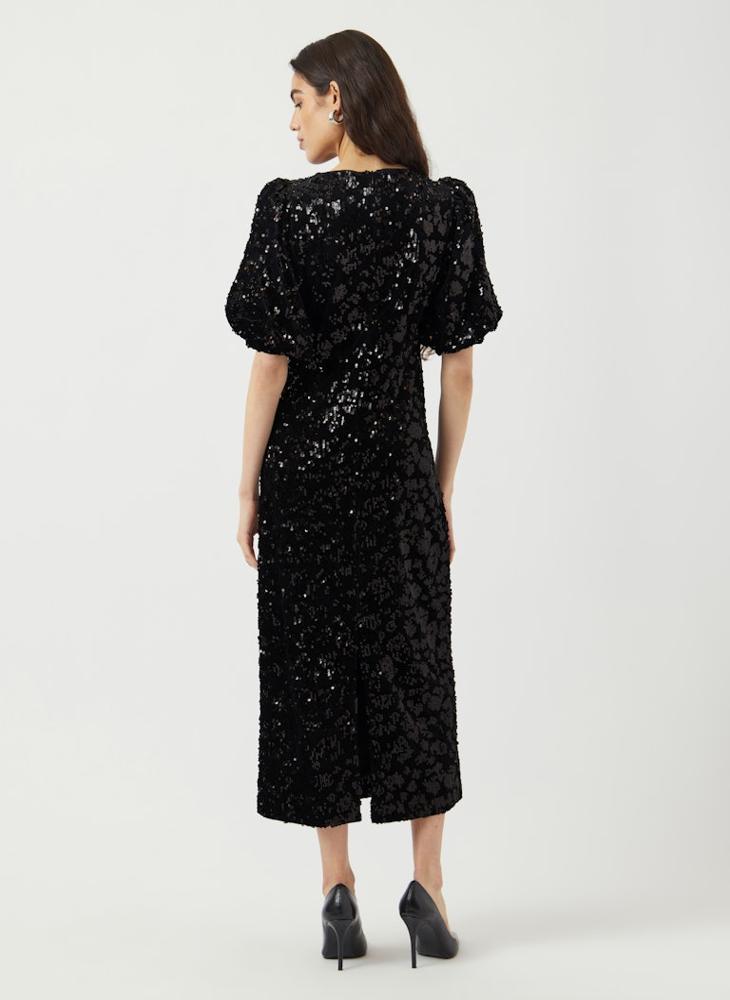 YAS Sequin Detail Short Sleeve Midi Dress - Image 2