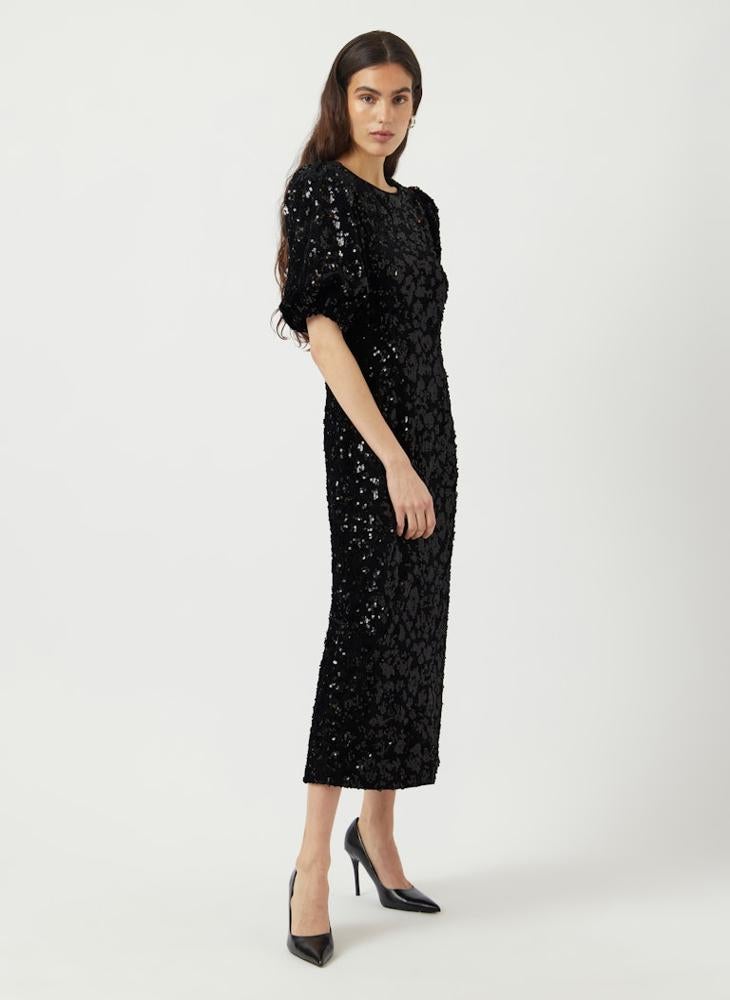YAS Sequin Detail Short Sleeve Midi Dress - Image 4