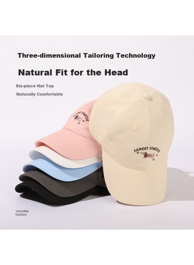 Fancet Baseball Cap For Women, Korean Style Sausage Dog Embroidered Hat, Retro Fashion All-cotton Men's Visor Cap, Couple's Hat - Image 4
