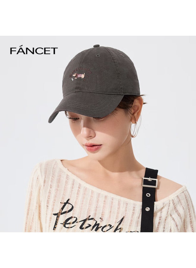 Fancet Baseball Cap For Women, Korean Style Sausage Dog Embroidered Hat, Retro Fashion All-cotton Men's Visor Cap, Couple's Hat - Image 1