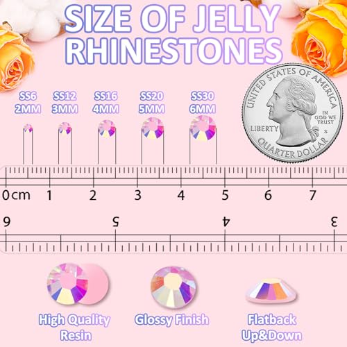 TINKRSTUFF 10000Pcs 2mm Resin Jelly Rhinestones with 1Pcs 10ml B7000 Jewelry Glue for Crafting, Light Pink AB Flatback Gems, Bedazzling Crystal Bulk for DIY Crafts Clothing Tumblers Shoes Nail Art Fabric - Image 3