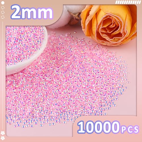 TINKRSTUFF 10000Pcs 2mm Resin Jelly Rhinestones with 1Pcs 10ml B7000 Jewelry Glue for Crafting, Light Pink AB Flatback Gems, Bedazzling Crystal Bulk for DIY Crafts Clothing Tumblers Shoes Nail Art Fabric - Image 2