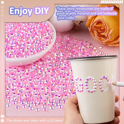 TINKRSTUFF 10000Pcs 2mm Resin Jelly Rhinestones with 1Pcs 10ml B7000 Jewelry Glue for Crafting, Light Pink AB Flatback Gems, Bedazzling Crystal Bulk for DIY Crafts Clothing Tumblers Shoes Nail Art Fabric - Image 4