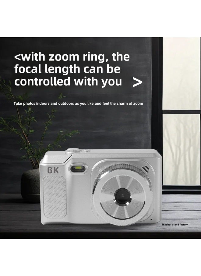 Generic - 6800w Pixel Digital Camera Student Party HD Entry Level Portable Camera Retro CCD-Body Color:6800w Pixel Crystal Silver -package 1 - Image 1