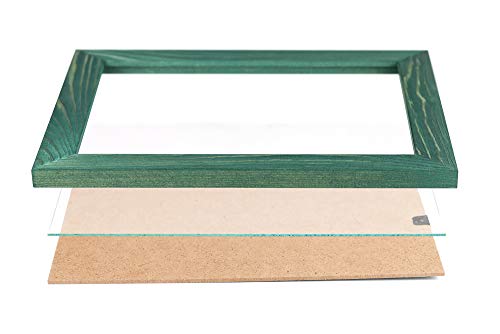 Woodside Rustic Wooden Square Picture Frames 8x8 - Set of 2 - 100% Natural Solid Eco Wood with Real Glass for Wall Mounting and Tabletop Photo Frame - Green - Image 5