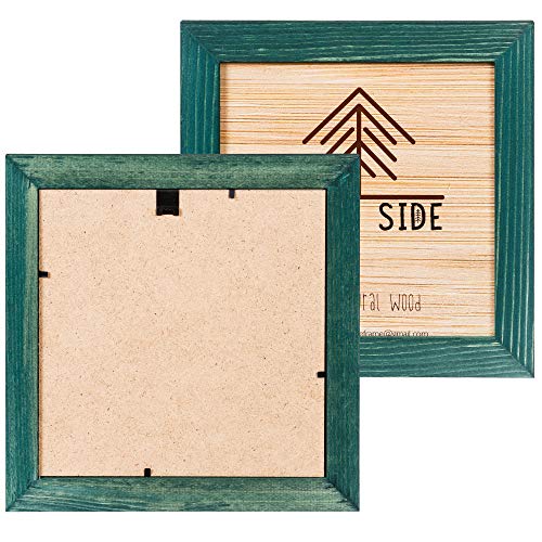 Woodside Rustic Wooden Square Picture Frames 8x8 - Set of 2 - 100% Natural Solid Eco Wood with Real Glass for Wall Mounting and Tabletop Photo Frame - Green - Image 2