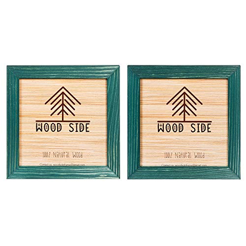Woodside Rustic Wooden Square Picture Frames 8x8 - Set of 2 - 100% Natural Solid Eco Wood with Real Glass for Wall Mounting and Tabletop Photo Frame - Green - Image 3