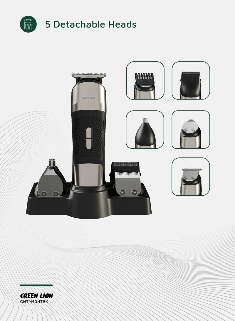 GREEN LION Trim Master 5 in 1 Trimmer with 5H Working Time & 2 Speed Levels / 7500 RPM Motor / Digital Display / Stainless Steel Blade / Corded & Cordless / Suitable for Head & Face - Black - Image 3