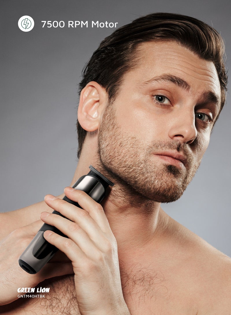 GREEN LION Trim Master 5 in 1 Trimmer with 5H Working Time & 2 Speed Levels / 7500 RPM Motor / Digital Display / Stainless Steel Blade / Corded & Cordless / Suitable for Head & Face - Black - Image 4