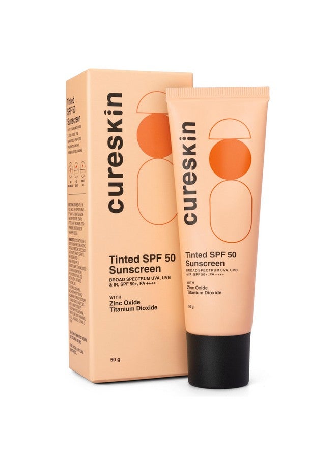 Cureskin Mineral Sunscreen Matte Finish Tinted SPF 50 PA++++ | Broad Spectrum Sun (UVA/UVB/IR) Protection with Titanium Dioxide, 50 g (Pack of 1) - Image 1