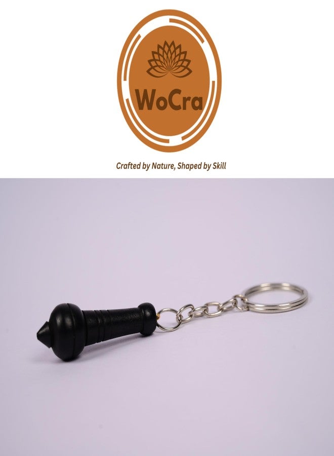 WoCra® Karungali Keychain Hanuman Gada | 100% Natural Hanuman Mace Karungali Keychain |Original Black Ebony Wood Karungali Gada Keychain for Cycle Bike and Car |1 Piece - Image 2
