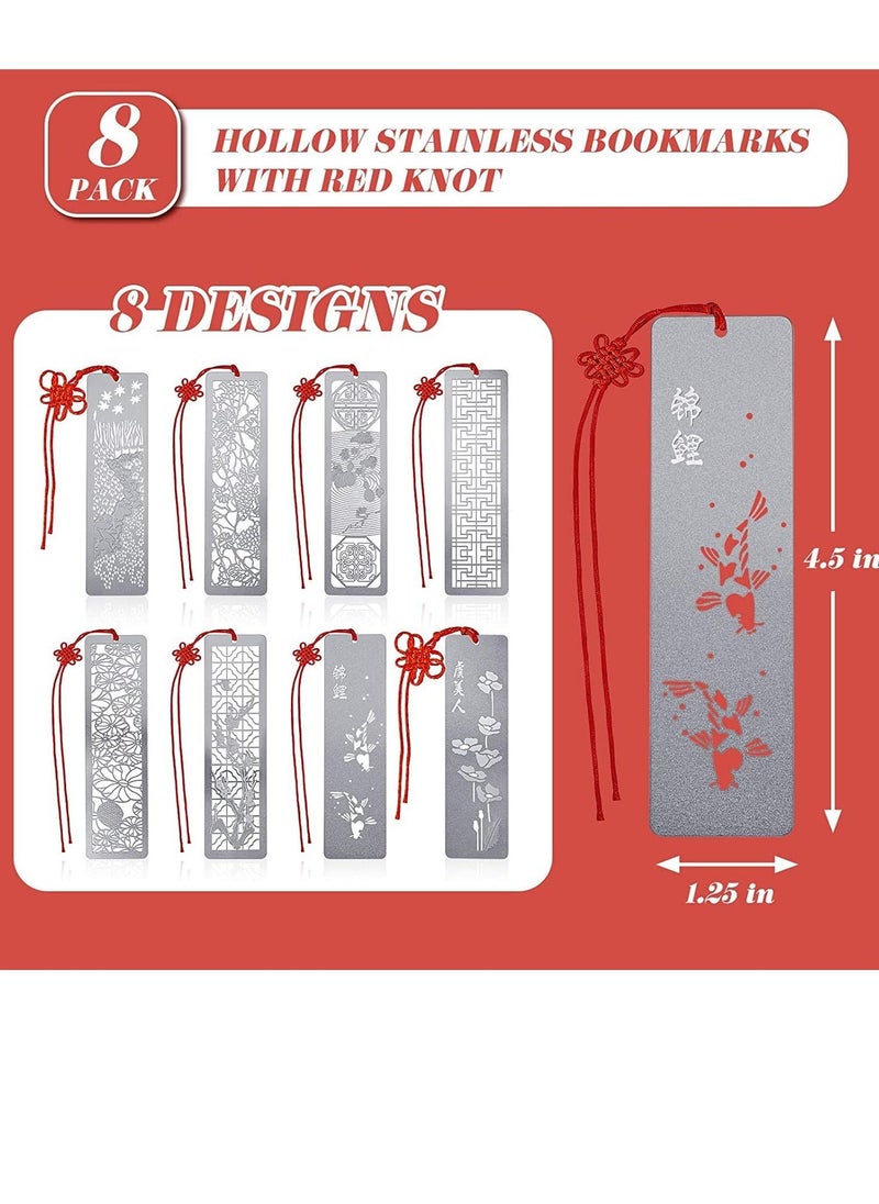 Excefore Metal Bookmarks Set, 8 Pcs Creative Chinese Style Exquisite Stainless Steel Hollow Metal Bookmark, Unique Metal Bookmarks for Book Lovers, Readers, Writers, Women, Men, for Book Reading Presents  - Image 5