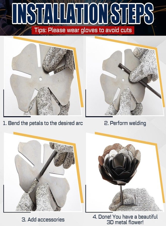 Otoolling Welding Coupons Vase and Flower Kit, Welding Practice Projects Kit, DIY 304 Stainless Steel Plate, Beginner for Tig Mig, to Master and Improve Skills(Rose Style) - Image 4