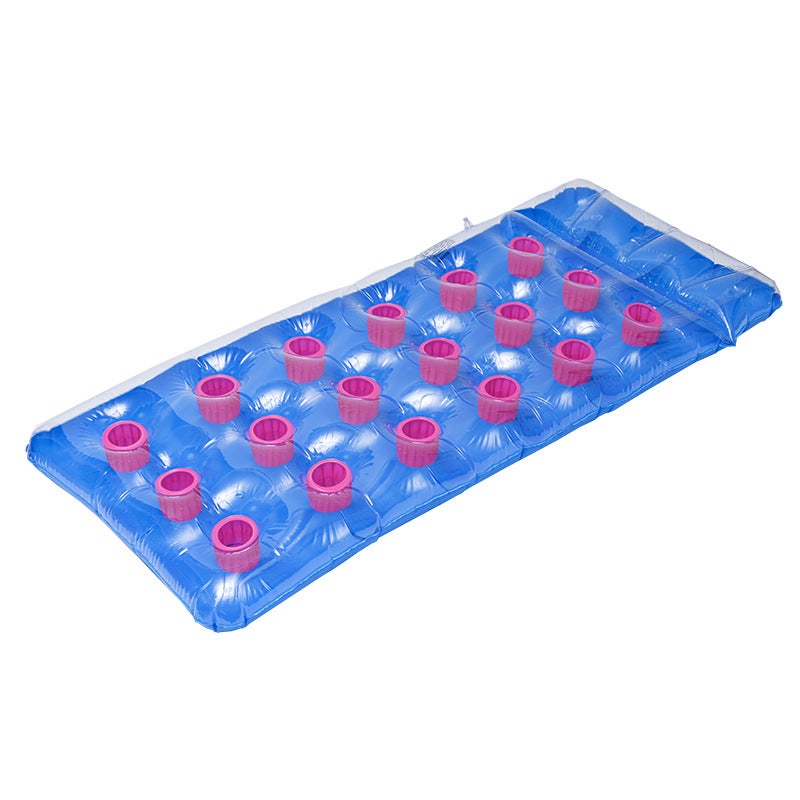 Cross-border Explosions Inflatable Floating Row Water Leaves Printing Hole Floating Row Inflatable Backrest Recliner Hammock Inflatable Floating Row Transparent hole deck chair