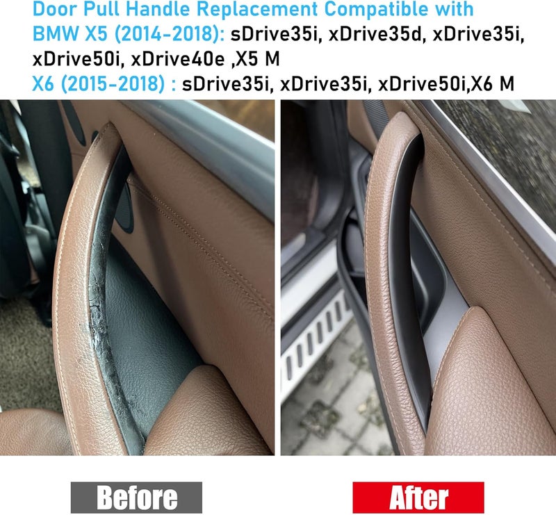 Jaronx for BMW X5 X6 Door Pull Handle,Fits:BMW X5 2014-2018 F15/F85 and BMW X6 2015-2018 F16/F86,Passenger Side Right Front/Right Rear Door Armrest Bracket Inner Door Trim Grab Cover, Black - Image 3