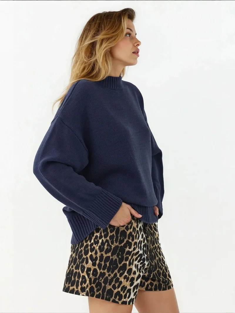 Hiccup Midnight Blue Crew Neck Cozy Sweater for Women | Best Price UAE
