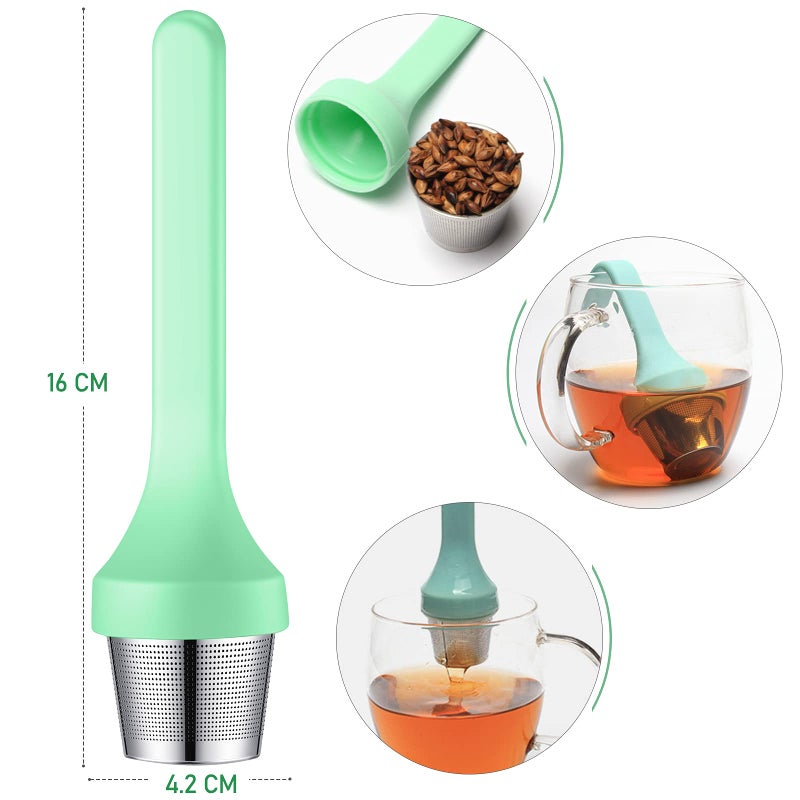 Philbinden 2Pcs Tea Infuser Extra Fine Mesh Tea Cup Filter Silicone Handle Perfect Tea Steeper For Loose Leaf Tea Or Herbal Tea For Mugs & Teapot  Easy Clean And Safe (Green And Red) - Image 2