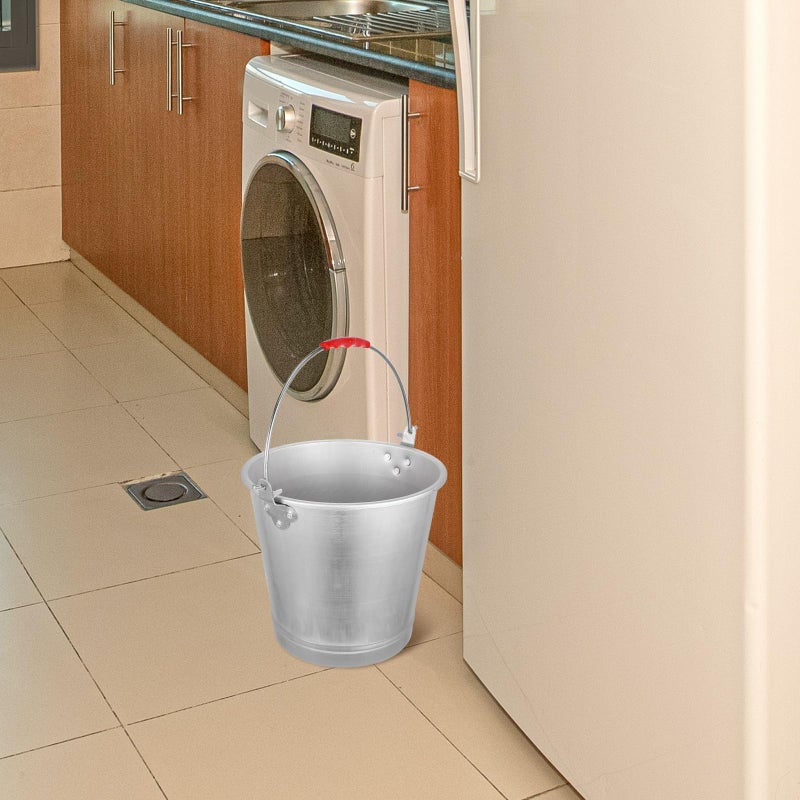 28cm Aluminum Water Bucket Thickened Portable Container with Handle for Home Garden Cleaning - Image 5