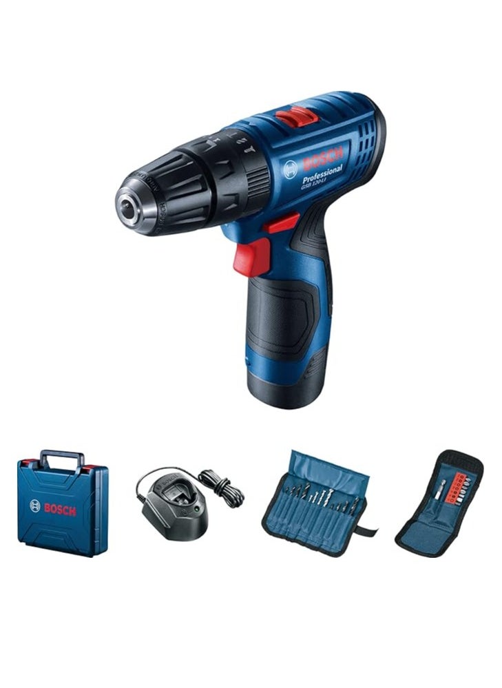 BOSCH GSB 120-Li 2Ah Professional Cordless Impact Drill with Battery and Charger 23-Piece Set  - Image 1