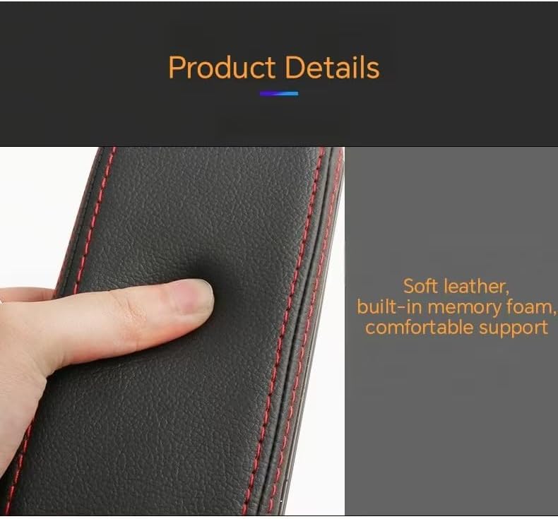 مسند يد قابل للتعديل لسيارة كيا K5 (2021-2026)، وسادة دعم المرفق في وحدة التحكم الوسطى قابلة لرفع الارتفاع، إكسسوار داخلي أوتوماتيكي ومريح، لون أسود مع خياطة حمراء - Image 5