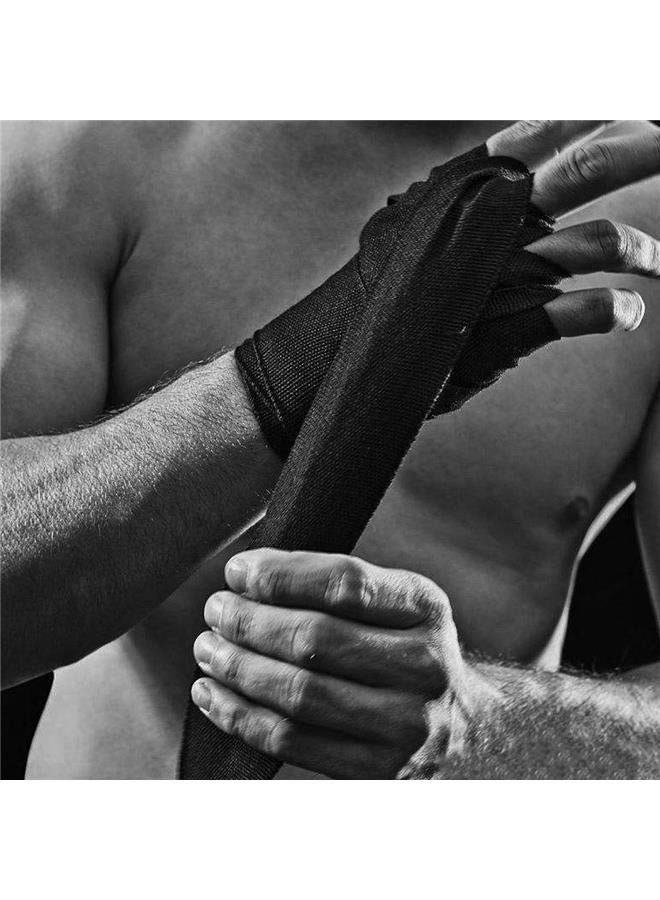 Generic Boxing Hand Wraps 2.5meter -Boxing Hand Wraps Elastic Martial Arts Fist Bandages for Muay 2pcs Cotton Sports Strap Boxing Bandage for Muay Thai Taekwondo Hand Gloves Wraps, Black - Image 3