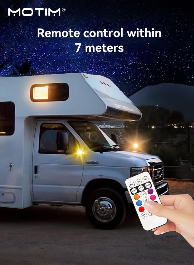 Motim 4Pcs Car Wireless Magnetic LED Strobe Lights with Remote Control, 8 Color Waterproof Rechargeable Warning Flashing Light, for Cars, Bikes, Motorcycles, Camping, USB Anti-Collision Safety Signal Light - Image 3