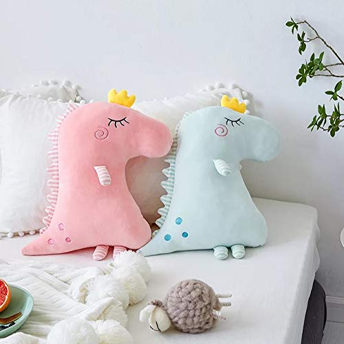 Peach Cuddle Cute Dinosaur Shaped Velvet Fur Cushion for Kids Room, Living Room, Bedroom, Luxury Furnishing, Throw Pillow (16x16 inch, Pink & Blue) - Pack of 2 - Image 4