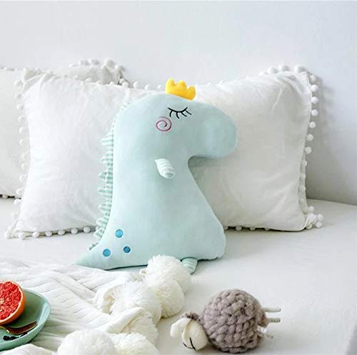 Peach Cuddle Cute Dinosaur Shaped Velvet Fur Cushion for Kids Room, Living Room, Bedroom, Luxury Furnishing, Throw Pillow (16x16 inch, Pink & Blue) - Pack of 2 - Image 3