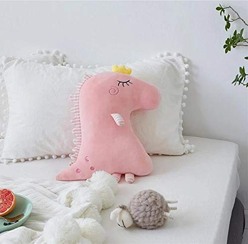 Peach Cuddle Cute Dinosaur Shaped Velvet Fur Cushion for Kids Room, Living Room, Bedroom, Luxury Furnishing, Throw Pillow (16x16 inch, Pink & Blue) - Pack of 2 - Image 2