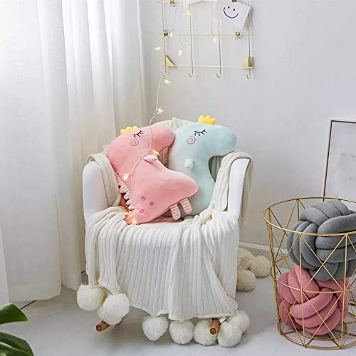 Peach Cuddle Cute Dinosaur Shaped Velvet Fur Cushion for Kids Room, Living Room, Bedroom, Luxury Furnishing, Throw Pillow (16x16 inch, Pink & Blue) - Pack of 2 - Image 5
