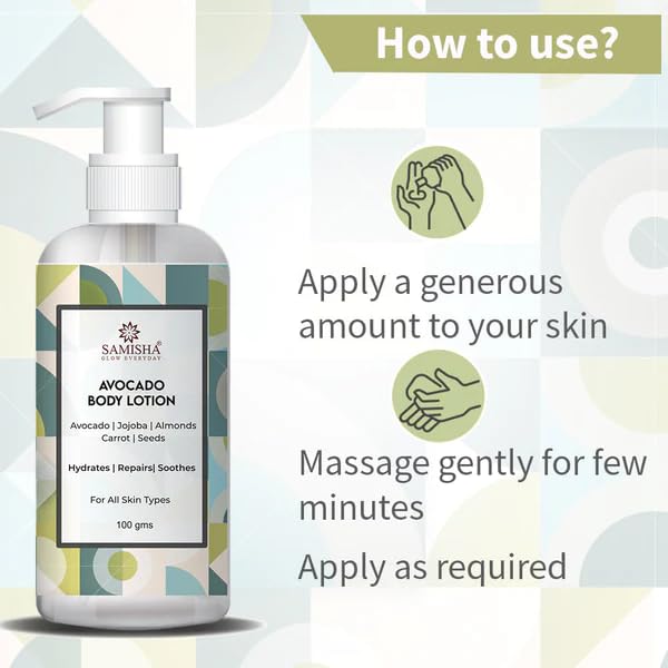 Samisha Naturally Good, Natural Avocado Body Lotion, For Normal to Dry Skin, No Parabens, Gives Non-Greasy, Glowing Skin - For Men & Women (pack of 1) - Image 4