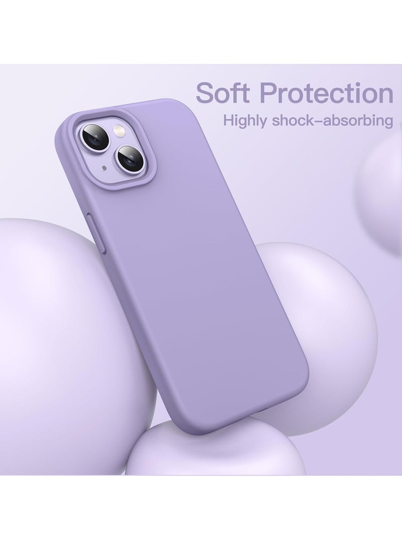 ELTRAZONE 5 in 1 Silicone Case for iPhone 14 6.1-Inch, with 2-Pack Screen Protector and 2-Pack Camera Lens Protector, Full Coverage Tempered Glass Film, Shockproof Phone Cover (Purple) - Image 4