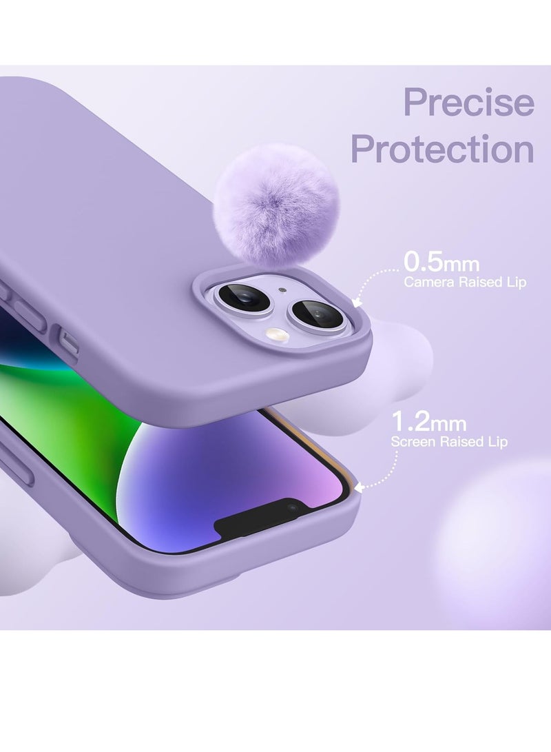 ELTRAZONE 5 in 1 Silicone Case for iPhone 14 6.1-Inch, with 2-Pack Screen Protector and 2-Pack Camera Lens Protector, Full Coverage Tempered Glass Film, Shockproof Phone Cover (Purple) - Image 5