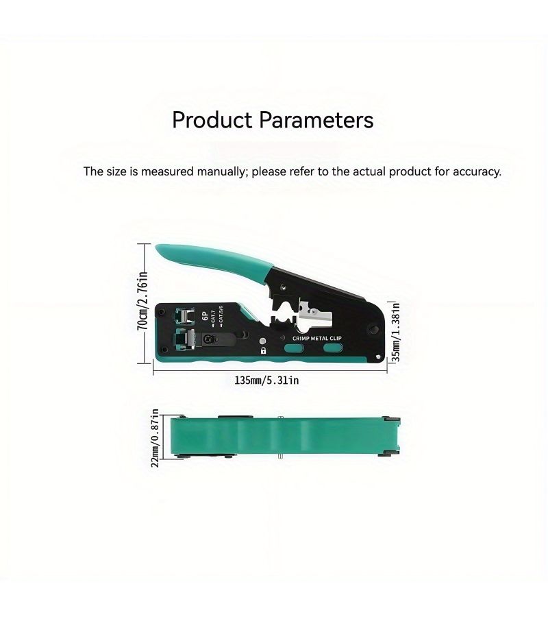 All-in-One Cat5 6 7 8 Cable Crimper Stripper Cutter with Network Tester RJ11 12 6P 8P Yellow - Image 3