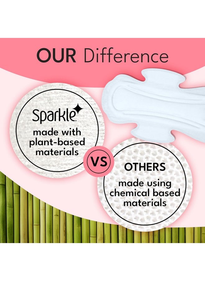 Sparkle Bamboo Maxi Pads | Plant Based Sanitary Pads for Women | Super Soft & Leak-Proof Sanitary Pads with Wings | USDA Certified Biobased, Chlorine-Free, Hypoallergenic | Overnight, 24 Count