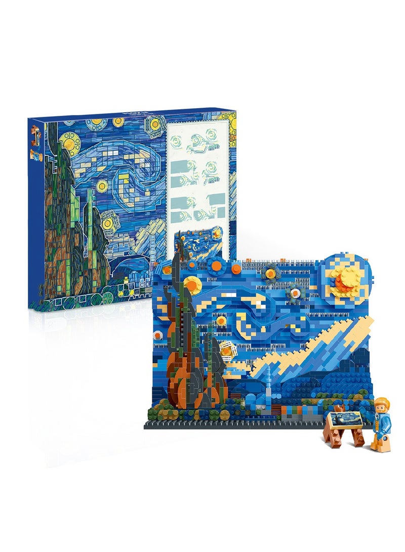 السماء المرصعة بالنجوم فان جوخ الجسيمات الصغيرة تجميعها لغز اللبنات لعبة نموذج حلية الإبداعية هدية التعليمية لغز لعبة جمع هدية - Image 1