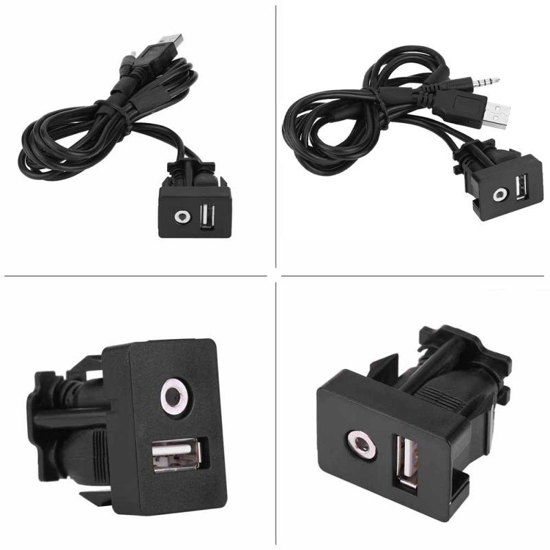 Car USB Port: 1 Pc Flush Mount High-Speed Data Transfer & Charging - Universal 3.5mm Audio Jack Extension Cable for Car Dashboard, Boat Dash & In-Vehicle Use - Image 2