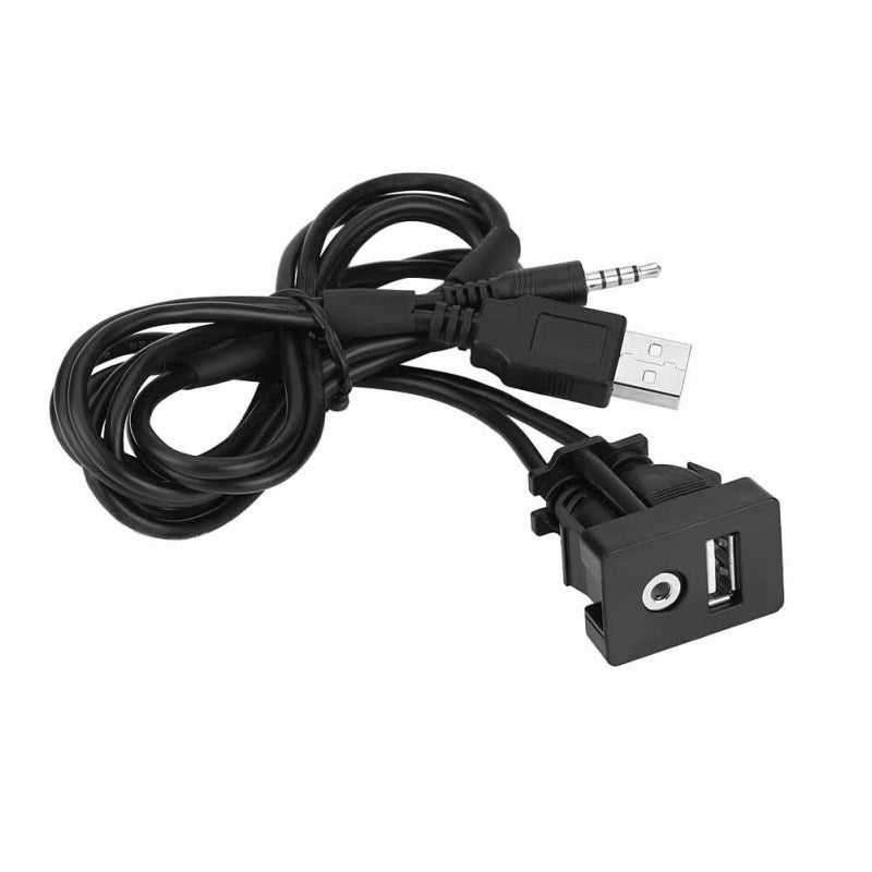 Car USB Port: 1 Pc Flush Mount High-Speed Data Transfer & Charging - Universal 3.5mm Audio Jack Extension Cable for Car Dashboard, Boat Dash & In-Vehicle Use - Image 1