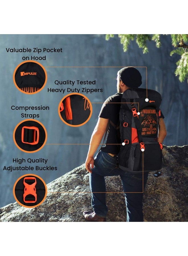 Impulse Rucksack bags 55 litres travel bag for men tourist bag for travel backpack for hiking trekking Bag for men camping Mt. Calling Orange with 1 year Warranty - Image 2