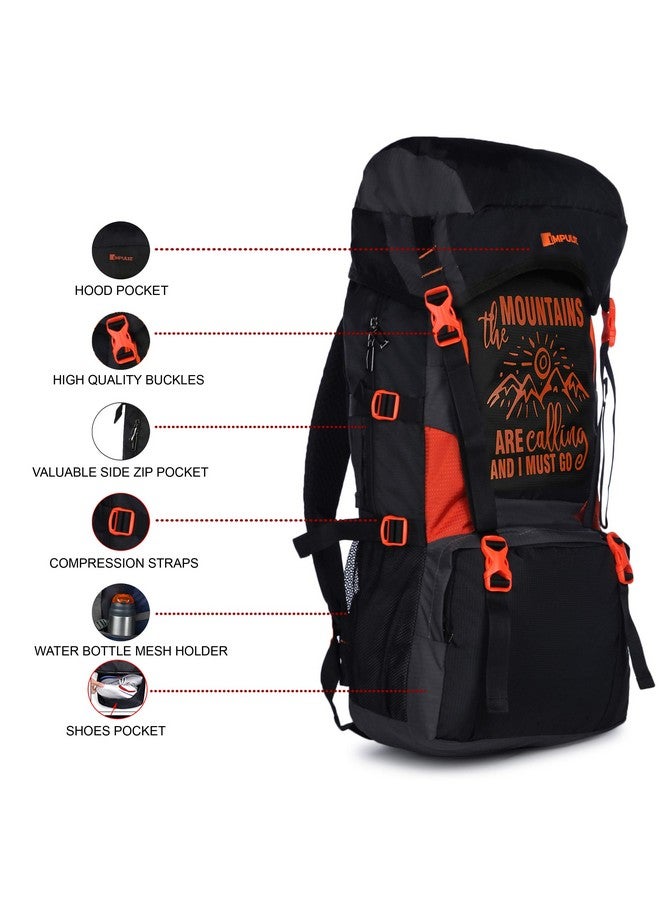 Impulse Rucksack bags 55 litres travel bag for men tourist bag for travel backpack for hiking trekking Bag for men camping Mt. Calling Orange with 1 year Warranty - Image 3