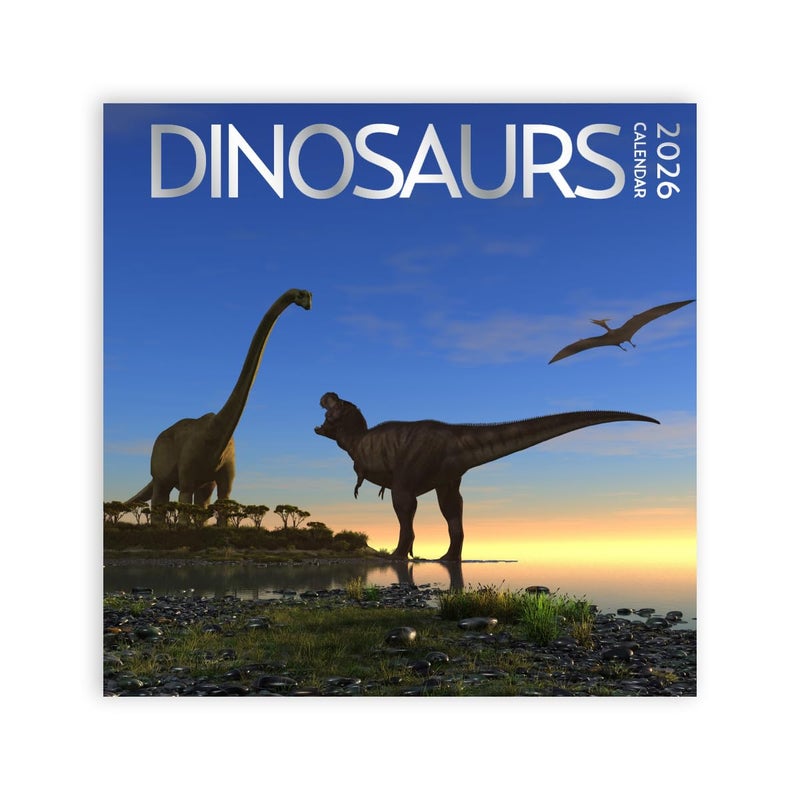ARTICO 2026 Dinosaur Large Wall Calendar with Sticker Pack | Large 12" x 24" (Open) Wall Calendar 2026 | Gift for Dinosaur Lovers - Image 1